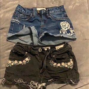 Two pairs juniors denim shorts